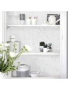 1 Rolle Rosen Muster Tapete, Abziehbare und selbstklebende Seidentapete mit Blumenmuster, abnehmbare selbstklebende geprägte Tapete, geeignet für Schlafzimmer, Badezimmer, Wohnzimmer, Heimdekoration - Weiss - Übersicht 8