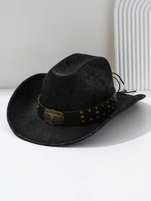 1 chiếc Mũ cao bồi miền Tây bằng da PU dành cho cả nam và nữ, Mũ vành rộng thiết kế vương miện độc đáo bằng da họa tiết nâu cổ điển, Phong cách đường phố sành điệu, Quà tặng cho nam giới, Cổ điển cho hoạt động ngoài trời, Trang phục hàng ngày, Trang phục, Lễ hội, Tiệc tùng, Du lịch, Chống nắng - Đầu hình trái tim - Xem 8