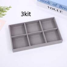 Bandeja Porta Jóias de Veludo - Organizador para Closet e Gavetas! Ideal para bijuterias, relógios e acessórios, prática e elegante - Cinza - Visão 14