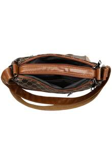 Túi đeo chéo nữ có dây đeo điều chỉnh được - Túi xách, khóa kéo và ngăn chứa đồ rộng rãi - Túi xách thanh lịch dùng hàng ngày và dự tiệc cho nữ (Có màu nâu đậm/trắng) - Bộ sưu tập Châu Âu - màu nâu - Xem 2