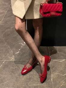 1 đôi quần tất nữ cỡ lớn, mềm mại, thoáng mát, màu đen chấm bi, thân thiện với da | Mịn màng và gợi cảm, tự tin khoe vẻ quyến rũ của bạn - Nhiều màu - Xem 3