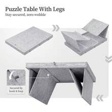 4-In-1 Tilting Puzzle Board With 4 Drawers | Holds Up To 1000 Puzzle Pieces, Foldable Legs, 3 Tilt Angles, Lightweight & Portable, Suitable For Adults, Mixed Color Textile Material - Light Grey - View 4