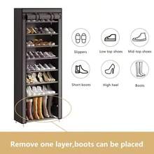 5/7 Tier Shoe Organizer With Nonwoven Fabric Cover Shoe Cabinet, Easy To Assemble, Portable Shoe Cabinet, Shoe Storage Shelf For 27-35 Pairs Of Shoes, Suitable For Various Scenes Such As Entryway, Suitable For Sneakers, High Heels, And Boots - 5 tầng & Đen - Xem 3