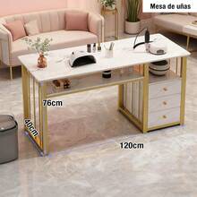 Mesa Para Manicura Doble Nivel Con 3 Cajones Organizador - Multicolor - Ver 4