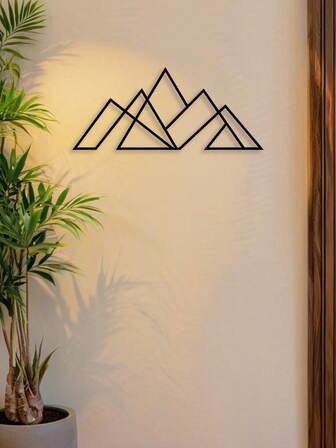 1pc Modern Black Metal Wall Art, Simple Line Design For Living Room, Bedroom, And Dinner Room Decoration, Hanging Iron Art Sculpture