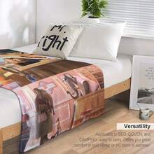 1 Piece Disney &Lt; Zootopia &Gt;   Judy Hopps And Nick Wilde Blanket - Coffee Shop Scene Soft Flannel Throw Blanket, 280GSM Heavyweight All-Season Bed Sofa Camping Blanket, Machine Washable Gift, Modern Style Durable Fabric Home Decor - 風格 - 查看 8
