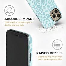 Una funda elegante para teléfono no incluye un cordón ni un soporte. Diseño anticaída dos en con estampado de leopardo azul para fundas de película. Funda para teléfono compatible con 17, 16, 15, 14, 13, 12, 11, PRO, así como S21/22/23/24/25 Ultra/FE+, A71/56/55/54/53/52/36/34/26/25/23/16/15/14/13/06. - Multicolor - Ver 5