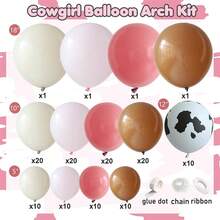137pcs Cowgirl Balloon Arch Garland Kit, Dusty Pink Light Pink Brown Sand White Balloons With Cow Print Balloons For Western Baby Shower Farm Cowboy Birthday First Rodeo Party Decorations - Multicolor - View 2