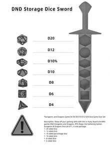 2pcs/Set Sword-Shaped Dice Set For (Includes 1 Sword And 1 Set Of Dice), Ideal Valentine's Day Gift. 3D Printed ABS Resin Sword-Shaped Storage Box With 7 Dice, Suitable For Tabletop Role-Playing Games (TTRPG RPG) Or Other Board Game Nights And Gaming Parties. Creative Gift For Boyfriend, Men, Teens. - Multicolor - View 11