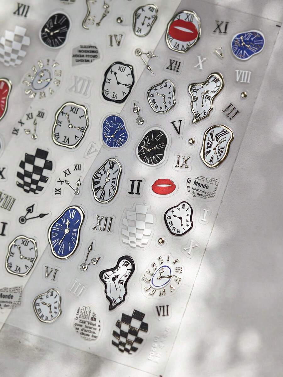 1张5D美甲贴纸时钟美甲贴纸DIY美甲自粘美甲贴花美甲用品 - 彩色 - 查看 1