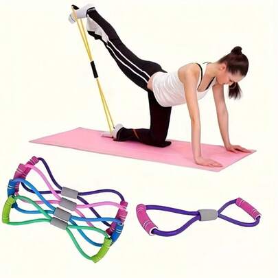 Bandas de resistencia en forma de 8, equipo de entrenamiento de yoga para ejercicios de espalda, tubo elástico expansor de pecho, adecuado para principiantes para estirar el abdomen, la cintura, los brazos y las piernas, entrenamiento de yoga y pilates, deportes y equipo de fitness/entrenamiento al aire libre/bandas de resistencia, un gran compañero para el fitness