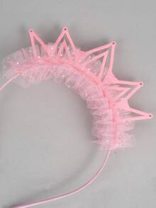 1 pieza/2 piezas Diadema con corona colorida, aro para el cabello de tul y perlas, accesorios elegantes para el cabello, adecuados como regalos para fiestas infantiles - banda para el cabello - Ver 7