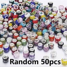 Set de 50/100 de mărgele de sticlă fațetate multicolore, mărgele în stil european cu gaură mare pentru brățări DIY, pandantive lucioase pentru confecționarea bijuteriilor, cadouri de sărbători - Multicolor - Vizualizare 20