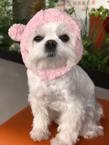 1pc Cute Bear Ear Warm Pet Hat, Suitable For 4-12 Lbs Small Pets In Winter - Multicolor - View 4