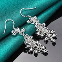 925 Silver Plated Smooth Grape Earrings For Women Wedding Fashion Charm Jewelry Gift - Silver - View 3