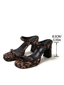 Spring/Summer New Sexy Thick Heel Leopard Print Open Toe Sandals, Fashion Versatile Chunky Heel Ladies Slippers Suitable For Outdoor, Commute, And Home Wear - Multicolor - View 7