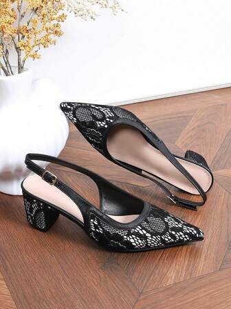 2026 New Products: Vintage Classic Mule Round Heel Pointed Toe Slip-On Heels Pointed Toe Round Heel Black High Heel Sandals - Luxury Plaid Evening High Heels With Rubber Sole Exclusive Small Chunky Heel Open Back Ladies Sandals, Suitable For Indoor/Outdoor, Party, Daily Wear Runs One Size Large - Size Down For Perfect Fit, Evening Dress Pumps