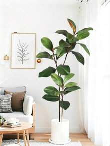 人造玉兰树、仿真橡皮树、塑料榕树叶、绿色榕树枝（不含花盆），适用于家居、花园、派对、酒店装饰和橱窗展示 DIY - 彩色 - 查看 2