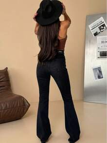 SQUALO Women's Blue Washed, Ripped, And Distressed Effect Jeans Street Style - Black - View 4