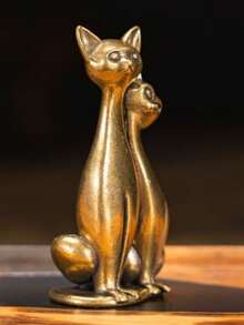 1 Pair Vintage Brass Cat Figurines, Sculpture Art Pieces Of Two Affectionate Cats, Ideal Decor For Home, Office Or Cafe, Great To Place On Bookshelf Or Desk. The Brass Mouse Symbolizes Good Luck And Prosperity, A Charming Choice For Home, Car And Office Decoration.