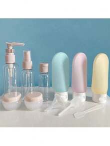 11 PCS Travel Bottles For Toiletries Plastic Travel Size Refillable Containers For Liquid Shampoo, Lotion, Cream, Dispenser Accessories Kit Leak Proof - Multicolor - View 5