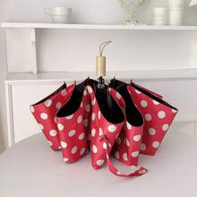 Minimalist Polka Dot Pattern Black Coating UV Protection Portable Folding Umbrella, Suitable For Outdoor Travel And Photography, Spring Summer Picks, Brides Maid Gifts, Room, Bedroom Decor, Bedroom Decor, Beach, Travel, For Men, For Women, Vacation, Women's Day, Travel Essentials, Wedding Favors, Y2k, Bedroom, Car Accessories Women, Kitchen Decor,Cute Stuff - Multicolor - View 13