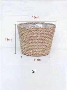 Handmade Woven Rattan Flower Pot Cover, Indoor Plant Wicker Basket, Bohemian Style Home Decor, Seagrass Rope Planter, Decoration For Living Room & Balcony - Brown - View 7