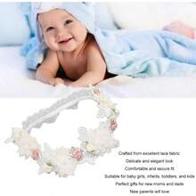 Diadema de Bautizo Niña Blanca Flor Bautizo Diademas Exquisita Artesania Elastico Suave Encaje bebe Niña  Diademas para Bautizos de bebe y Bautizos Tipo CConveniente y duradero,Los favoritos de los niños - Multicolor - Ver 6