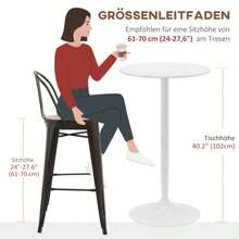 Homcom Round Bar Table/Kitchen Table Ø 60 Cm For Living Room/Dining Room, White Steel, Adjustable Height | Aosom.De - White - View 1