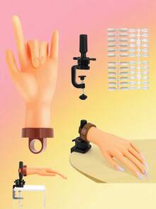 Silicone Nail Practice Hand Flexible Training Mannequin 360° Rotating Wrist Non-Slip Base For Acrylic Gel Nails Beginners Students - Multicolor - View 1