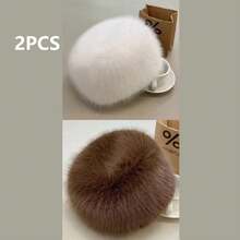 1pc Oversized Faux Fur Flat Top Hat, Warm Mongolian Style Winter Cap With Fur Trim - Hat - View 16
