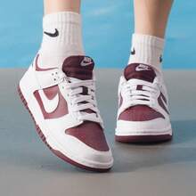 Nike Women's DUNK Retro Sneakers, Casual Shoes - Burgundy/White - View 6