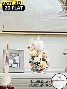 2D Plano 1 Vela Hilo dorado envuelto alrededor de la flor de lirio Accesorio de mesa -Ilustración óptica 3D (18cm/7.1 pulgadas) Adecuado para decoración del hogar - Decoración de la habitación - Decoración de accesorios de oficina - Día de San Valentín - Día de la Madre - Regalo de cumpleaños, Decoración de boda - Vuelta a la escuela - El mejor regalo para amigos y familiares