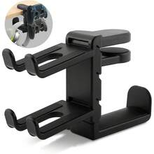 Soporte giratorio para auriculares, soporte para auriculares para juegos de PC, soporte para gamepad, soporte para auriculares con clip ajustable, gancho para auriculares con clip debajo del escritorio 3 en 1 con rotación de 360 ​​grados y clip para cable. - Negro - Ver 1