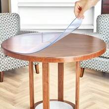 High-Quality Luxury Round Transparent Tablecloth, 100% PVC, 1.5mm Thick - Scratch-Resistant, Heat-Resistant, Easy To Clean, Suitable For Home, Hotel, Restaurant And Coffee Tables, Round Transparent Table Cushion, PVC Table Cover - White - View 2