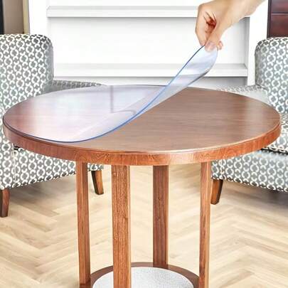 High-Quality Luxury Round Transparent Tablecloth, 100% PVC, 1.5mm Thick - Scratch-Resistant, Heat-Resistant, Easy To Clean, Suitable For Home, Hotel, Restaurant And Coffee Tables, Round Transparent Table Cushion, PVC Table Cover