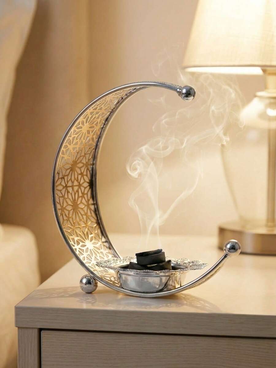 Ramadan Moon Star Metal Incense Burner, Moon Bakhoor Burner Decoration Candelabra Dining Table Decor Fashion Home Decor Candlestick, Incense Holders, An Ideal Gift For Friends, It Makes The Perfect Present For Family And Friends, Ramadan Utensils,Purposes Of Ramadan,Ramadan Gifts,Eid Giveaways,Ramadan Reflections,Ramadan,Ramadan Distributions,Ramadan Kareem