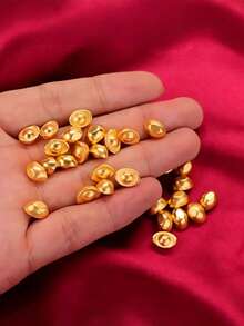 迷你仿金锭套装，圣诞节、送给老板、乔迁、退休的完美礼物 - 吉祥金锭摆件，中式财富装饰，桌面摆件（金合金） - 彩色 - 查看 7