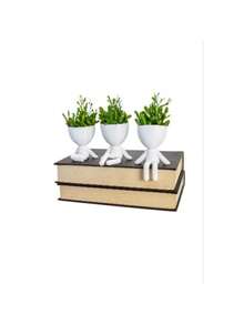 Set Of 3 Mini Vases With Artificial Bob Robert Flowers For Decoration, Mini Plastic Vase Size 6 Cm - 綠色 - 查看 1