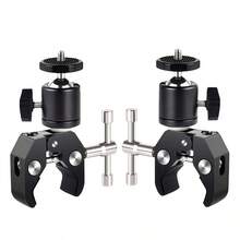 超级夹钳，带360°迷你球头快拆夹支架，三脚架安装座，1/4螺丝夹，适用于单反相机和GoPro - 黑色 - 查看 9