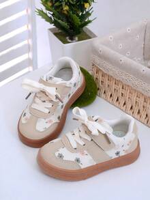 新款百搭休闲鞋、时尚运动鞋、可爱卡通印花公主鞋、舒适柔软学院风童鞋