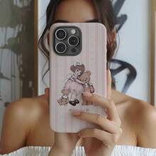 Funda de película dos en uno con diseño de oso de peluche  - Duradera, absorbente de impactos y protección moderna - Compatible con iPhone 16, 15, 14, 13, 12, 11, Plus, Pro, Max, regalo de cumpleaños perfecto para amigos - Blanco - Ver 10