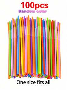 100 支可重复使用吸管，适用于洗碗机的塑料吸管，适用于冰沙、果汁、鸡尾酒、热饮的塑料吸管，9.06 英寸吸管（25/50/100 支） - 彩色 - 查看 19