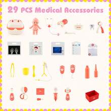 Lifezeal Play Doctor's Office With Examine Region X-Ray Film ECG Monitor Eye Chart Faucet Blue/Pink - Pink - View 8