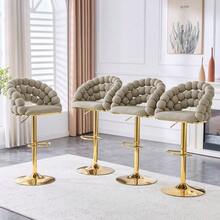 Barstools - Gray + Metal + Velvet + Metal - View 11