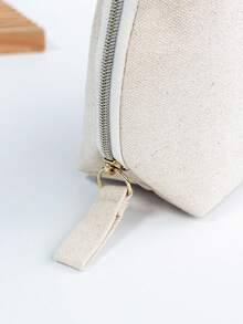 White & Blue Makeup Bag With Lettering/Men's Dark Blue Makeup Bag With Wave Pattern - Beige Toiletry Bag - View 4