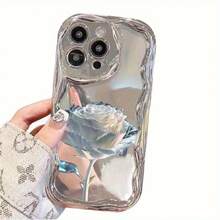 Funda para teléfono compatible con iPhone 17 Air/16e/15/14/13 Mini/12 Mini/11 Pro, Pro Max, Plus, diseño de borde curvo y electrochapado, lujo ligero y más avanzado - Plateado - Ver 6