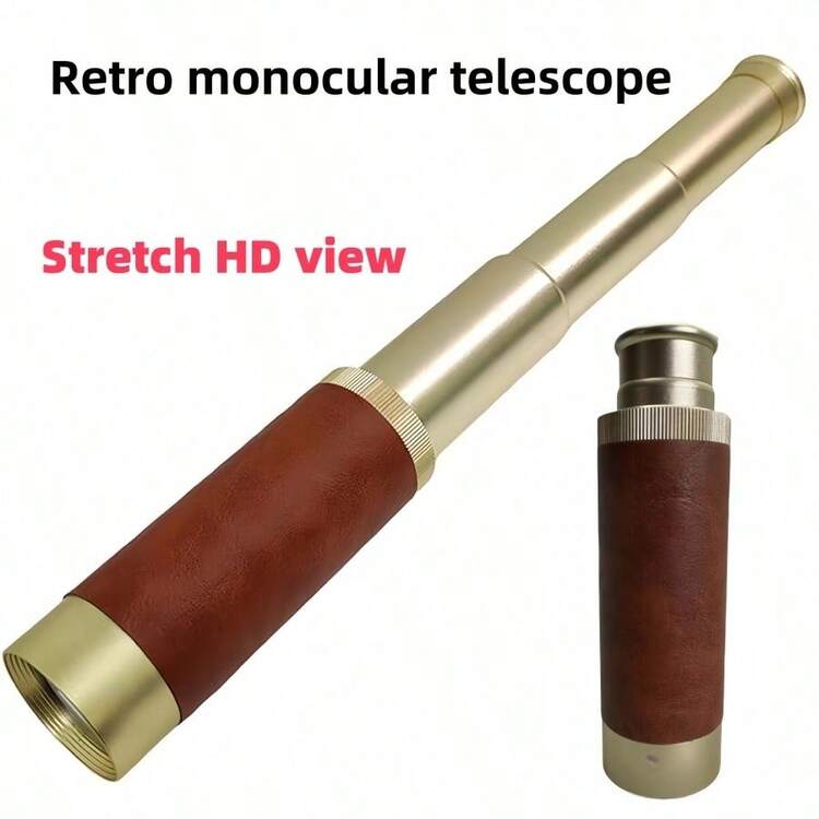 1pc Retractable Vintage Monocular Telescope. Portable Binoculars For Outdoor Travel, Suitable For Watching Games, Travel, Hiking, Camping, Gift For Men. Christmas/Halloween/Valentine's Day/Thanksgiving Gift - Gold - View 8