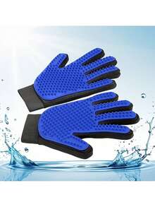 Pet Cat Grooming Gloves Cat Hair Brush Comb Gloves Dog Bath Cleaning Hair Removal Pet Supplies - 一對藍色 - 查看 4