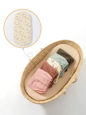 1 Set Of 2 Pcs Baby Bassinet Bedding Set, Newborn Baby Boy/Girl Nursery Bedding, Includes Bassinet Skirt And Bassinet Mattress Cover, 90cm